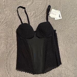 NWT La Perla Black Bustier with Textured Design